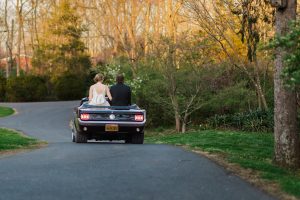 Bride and Groom arriving to the reception in style.