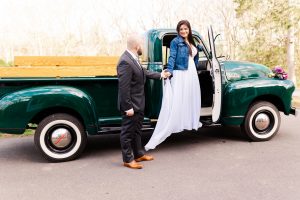 Arriving to the Ceremony in a Vintage Truck
